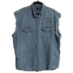 Revolution Gear 100% Cotton Chambray 2007 Sturgis Motorcycle Rally Vest